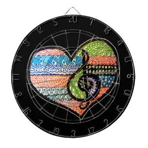 Cible De Fléchettes Coloré Rainbow Music Heart Doodle personnalisé