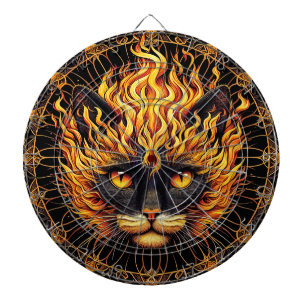 Cible De Fléchettes Conception de Mandala de chat de feu mystique