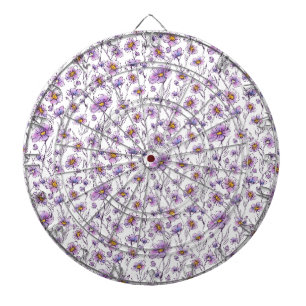 Cible De Fléchettes Conception de motif botanique de fleur sauvage vio