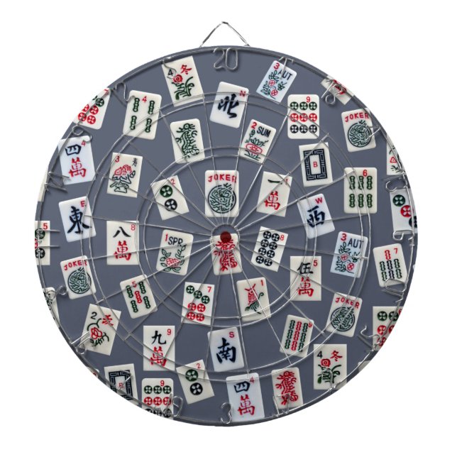 Cible De Fléchettes conception de tuiles MahJongg sur fond bleu foncé (Devant)
