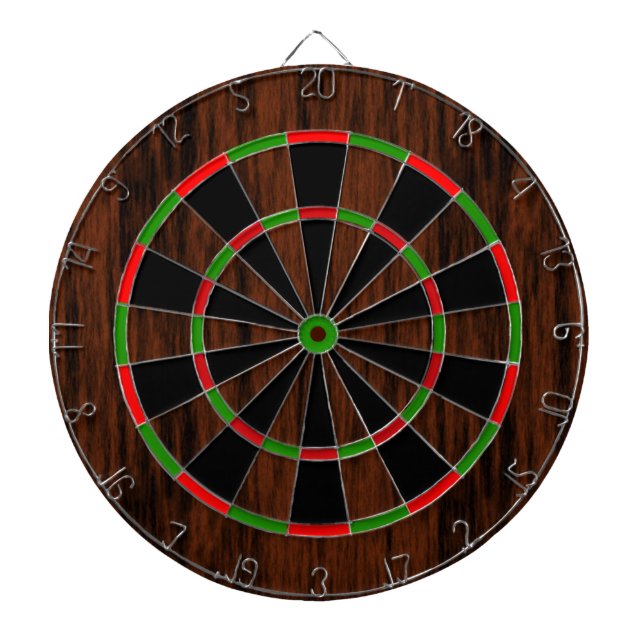 Cible De Fléchettes Conception en bois foncée (Devant)