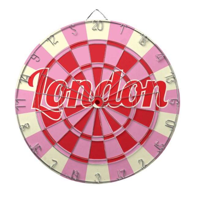 Cible De Fléchettes Conception rose et rouge de Londres, texte modifia (Devant)