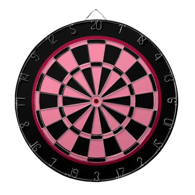 Cible De Fléchettes Conception rose noir avec bordure noire et fine bo (Devant)
