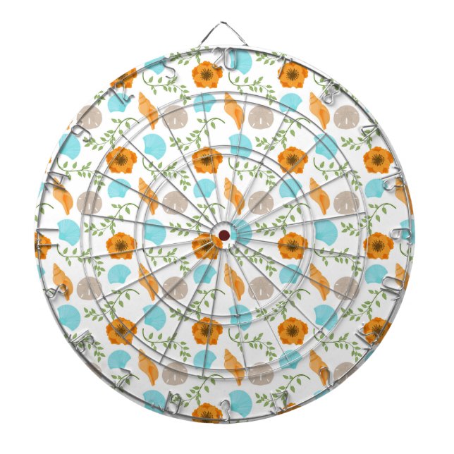 Cible De Fléchettes Coquillages Escargot de mer Fleur orange Feuilles  (Devant)