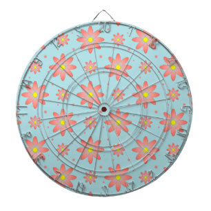 Cible De Fléchettes Corail rose et poudres bleu délicat marguerite fle