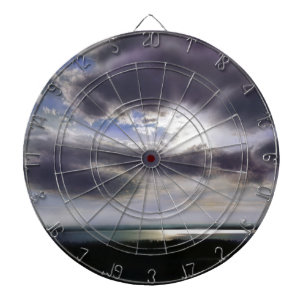 Cible De Fléchettes Coucher de soleil sur la peinture d'aquarelle du l