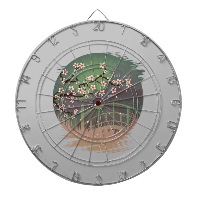 Cible De Fléchettes Coucher du soleil sur la fleur (Devant)