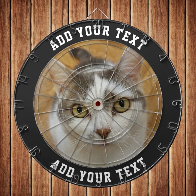 Cible De Fléchettes Couleur de texte photo personnalisée Tableau noir  (Créateur téléchargé)