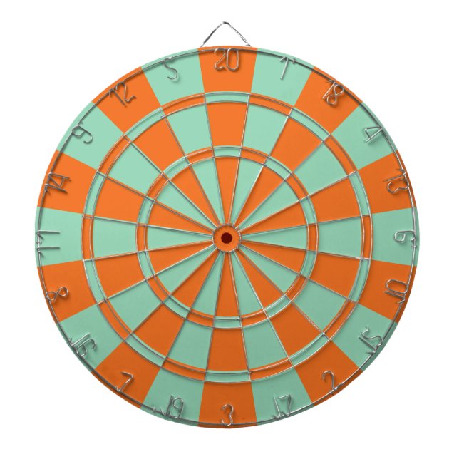 Cible De Fléchettes Couleur Orange Mandarine Et Vert Menthe (Devant)