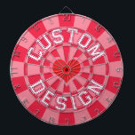 Cible De Fléchettes Couleur rouge rubis et rose, Coeur rouge avec text<br><div class="desc">Ruby arrière - plan couleur rouge et rose,  Red Heart Design et White Text Dartboard - Personnalisez le texte personnalisé en haut et en bas à votre goût!</div>