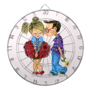 Cible De Fléchettes Couple romantique - Amour - Saint Valentin Baiser