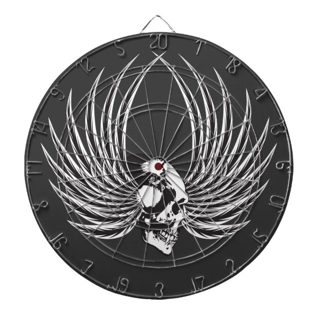 Cible De Fléchettes Crâne à Mâchoires avec Ailes (Devant)