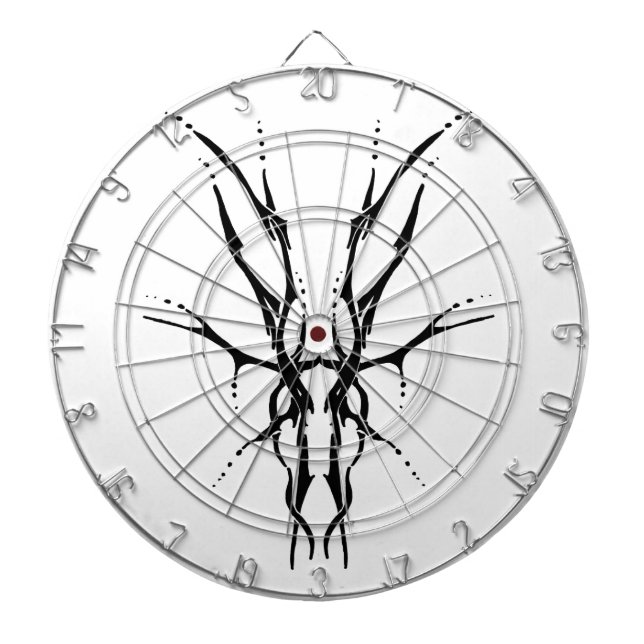 Cible De Fléchettes Crâne de cerf tribal noir dessin de chasse (Devant)