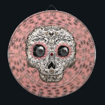 Cible De Fléchettes Crâne de sucre rose et or et cœurs fantaisistes mi<br><div class="desc">tableau de fléchettes personnalisé</div>