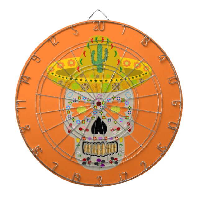 Cible De Fléchettes Crâne du Jour des Morts mexicain (Devant)