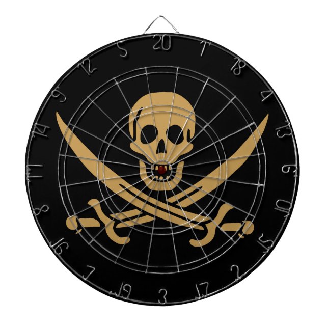 Cible De Fléchettes Crâne et Cutlass d'or aztèque Pirate Calico Jack (Devant)