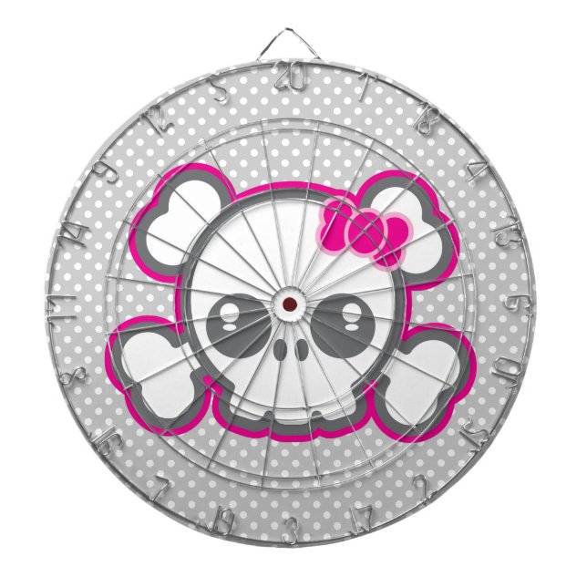 Cible de flechettes crâne rose Kawaii (Devant)