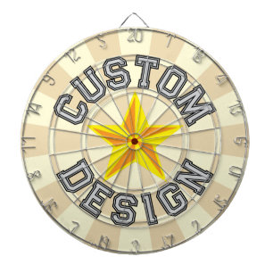 Cible De Fléchettes Crème Beige couleur Yellow Star et gris clair Text