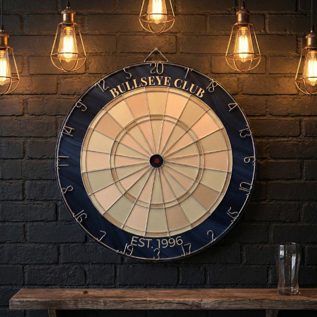 Cible De Fléchettes Custom Bullseye Club Navy Blue Wood Grain (Créateur téléchargé)