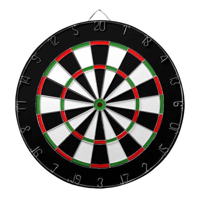 Cible De Fléchettes Custom Dartboard - Classic BLACK WHITE, RED GREEN (Devant)
