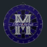 Cible De Fléchettes Custom Family Name Monogram Gray<br><div class="desc">Gray background with monogram and family name in center of the board. Other colors available in the shop.</div>