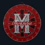 Cible De Fléchettes Custom Family Name Monogram Gray<br><div class="desc">Gray background with monogram and family name in center of the board. Other colors available in the shop.</div>