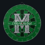 Cible De Fléchettes Custom Family Name Monogram Gray<br><div class="desc">Gray background with monogram and family name in center of the board. Other colors available in the shop.</div>