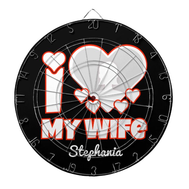 Cible De Fléchettes Custom I Love My Wife - Ajouter Nom & Photo (Devant)