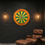 Cible De Fléchettes Custom Motivational "Hit Your Target"<br><div class="desc">Take Aim at Your Ambitions! Elevate your game room or workspace with this vibrant, custom-designed dartboard. Featuring a striking marbled orange outer ring and a classic green-and-yellow target face, this board is designed to inspire focus and determination every time you step up to the line. Perfect for Personalization This design...</div>