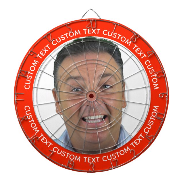 Cible De Fléchettes Custom Photo Dartboard & Text - RED Surround (Devant)