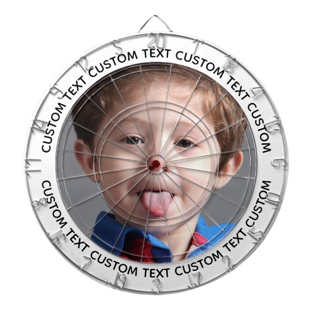 Cible De Fléchettes Custom Photo Dartboard & Text - WHITE Surround (Devant)