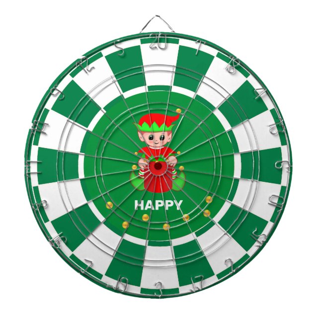 Cible De Fléchettes Cute Elf et Gold Confetti sur Green & White (Devant)