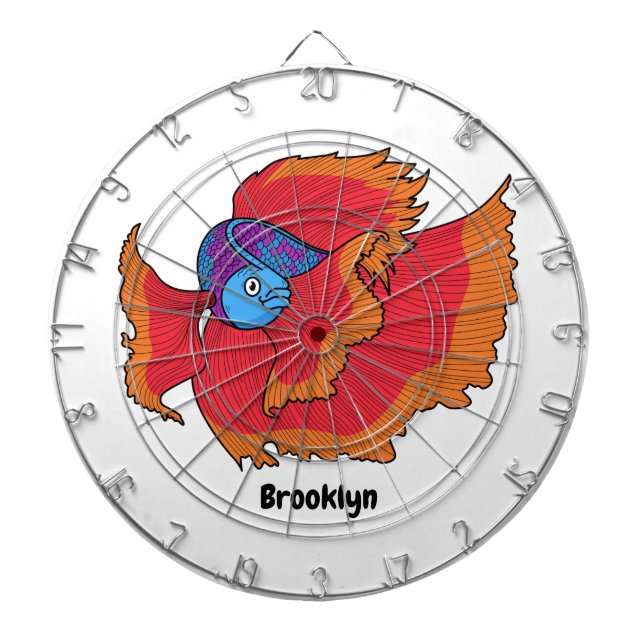 Cible De Fléchettes Cute Siamese combat poisson betta dessin (Devant)