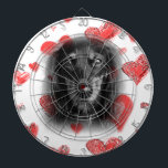 Cible De Fléchettes Dachshund aux Coeurs rouges<br><div class="desc">Un Dachshund magnifique avec des coeurs lisses,  un cadeau parfait pour quelqu'un de spécial. Personnalisez-le pour différentes occasions selon votre souhait.</div>