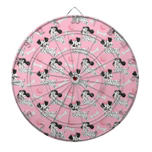 Cible De Fléchettes Dalmatiens Chiots Noirs Points Roses Toy Ball Blan