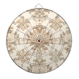 Cible De Fléchettes Damassé Vintage Élégant Beige Ferme Française