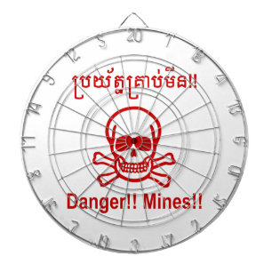 Cible De Fléchettes Danger ! ! Les mines ! ! SYMBOLE ☠ Cambodgien Khme