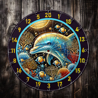 Cible De Fléchettes Danser Dauphin Coral Reef Darboard
