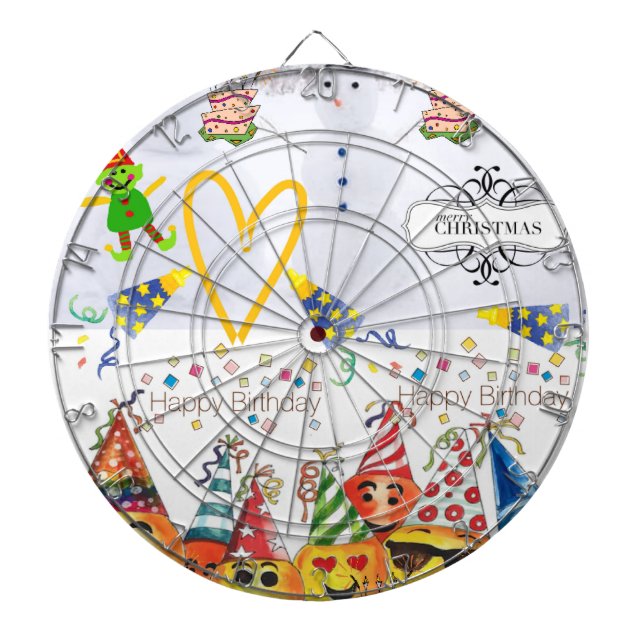 Cible De Fléchettes Dartboard Joyeux Noël Joyeux Anniversaire (Devant)