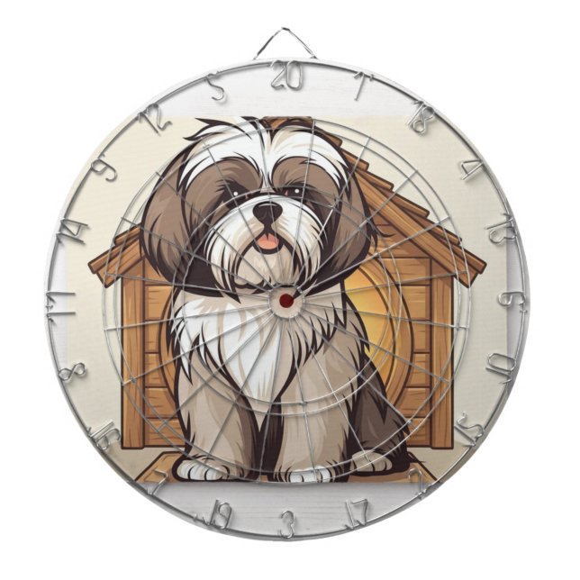 Cible de fléchettes de dessin animé de Shih Tzu mi ("The perfect dartboard for every Shih Tzu fan")