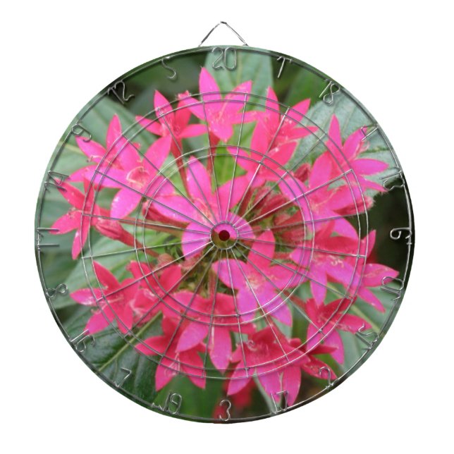 Cible de flechettes de fleurs tropicales rose vif (Devant)