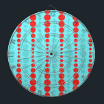 Cible de flechettes de points rouge et turquoise r<br><div class="desc">Celui qui a dit, "Dot, ne fait pas grand-chose" n'a jamais vu cette Cible de flechettes de points rouge et turquoise rétro. Il dispose d'un arrière - plan aqua avec des rangées de cercles rouges et turquoise vibrants de tailles graduées. Ce motif d'inspiration vintage est comme les poupées de nidification...</div>
