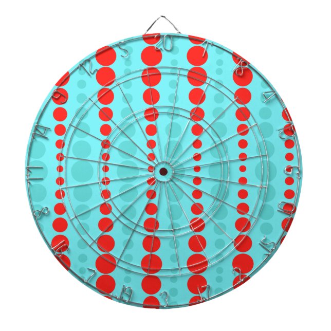 Cible de flechettes de points rouge et turquoise r (Devant)