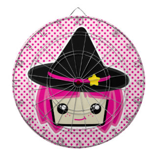 Cible de flechettes de sorcière Kawaii Pink Haired