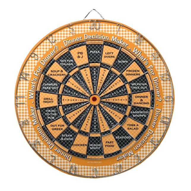 Cible De Fléchettes Décideur du dîner ! Nappe À damiers Jaune (Devant)