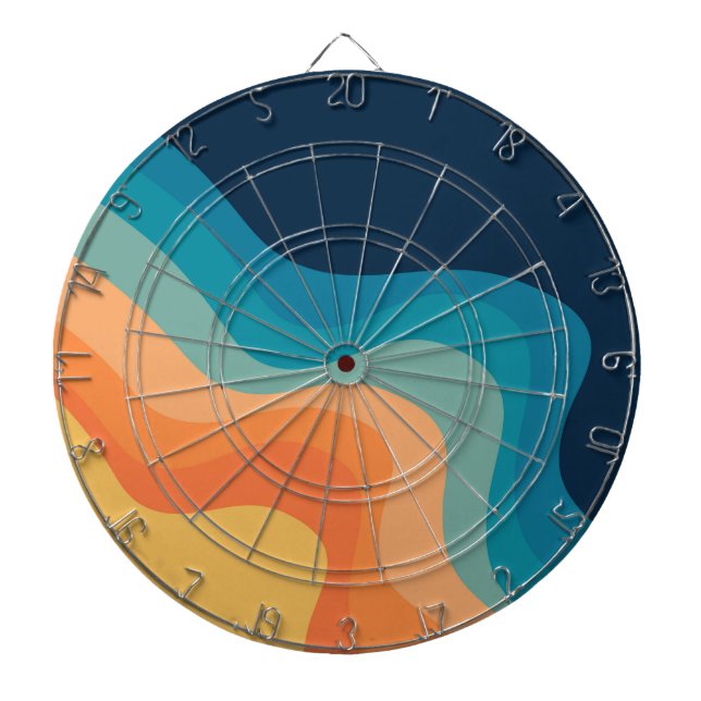 Cible De Fléchettes Décor de style rétro des vagues (Devant)