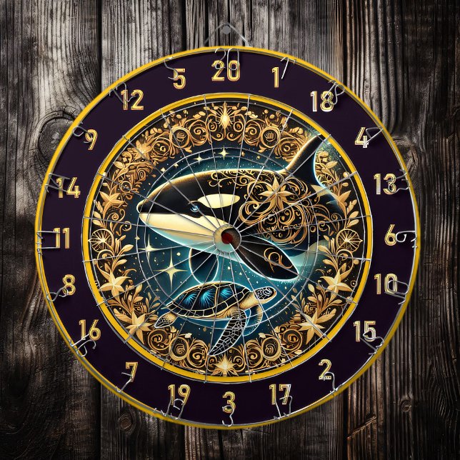 Cible De Fléchettes Décor rustique de tortue Orca Majestic (Créateur téléchargé)