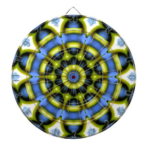 Cible De Fléchettes Décoration Kaléidoscope Bleu Jaune
