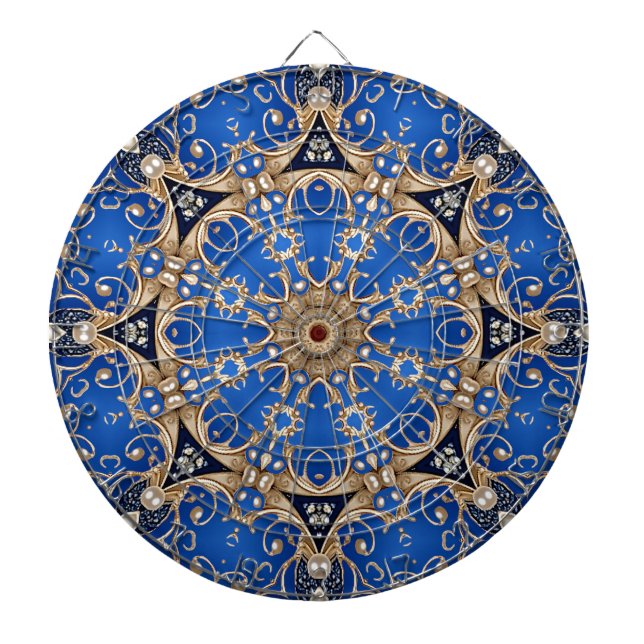 Cible de fléchettes décorative bleu or (Devant)