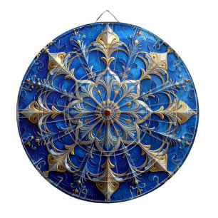 Cible de fléchettes décorative florale bleue